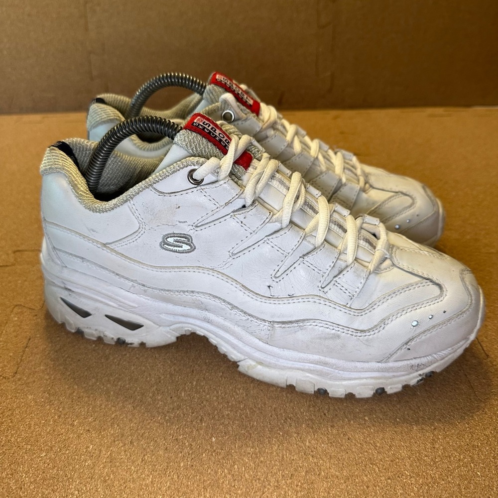 Skechers Sport Energy White Leather Chunky Sneakers Womens 10 SN 2250 WML